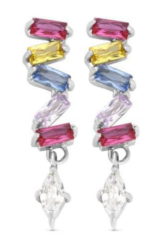 Виктория Сребро-coloчервен Обеци with colorful stones