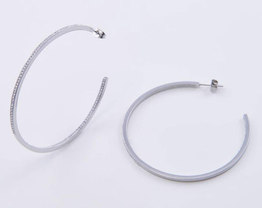 Виктория Сребро Coloчервен White Stone Hoop Обеци