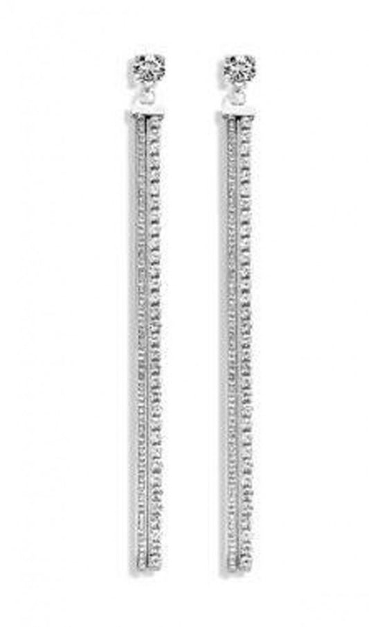 Виктория Сребро Color White Stone Long Обеци