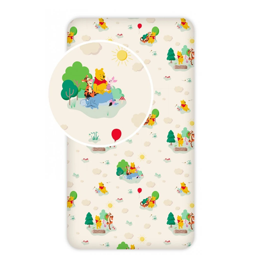 Чаршаф с ластик Мечо Пух - Детско бельо за единично легло