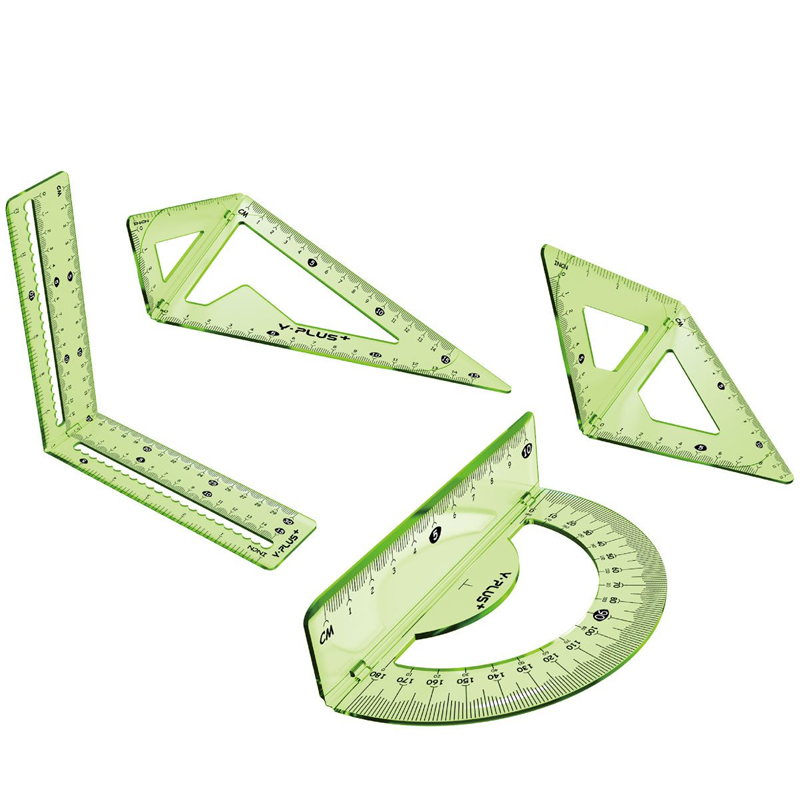 Чертожен комплект за училище - Линия триъгълник и транспортир