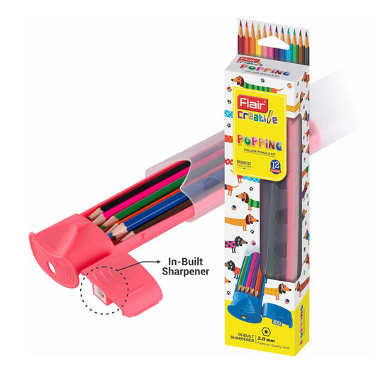 Комплект Цветни моливи Flair с моливник и острилка - Ученически пособия и арт материали