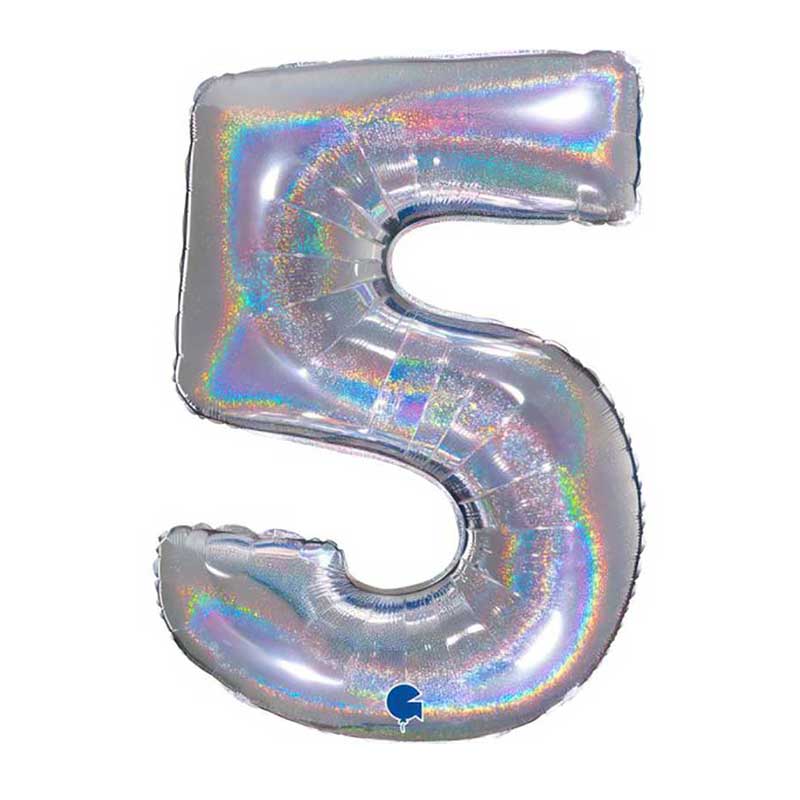 foliev balon 5 srebro gliter