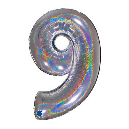 foliev balon 9 srebro gliter