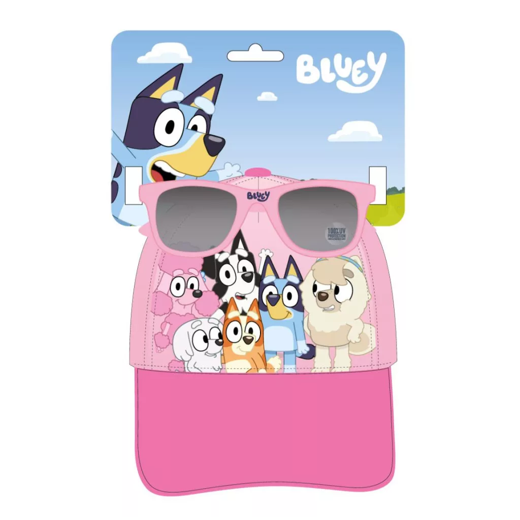 Комплект шапка с козирка и слънчеви очила Блуи - Детски аксесоари за лято и плаж Bluey