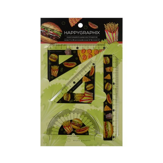 Чертожен комплект за училище - Линия триъгълник и транспортир. Ученически пособия и канцеларски материали