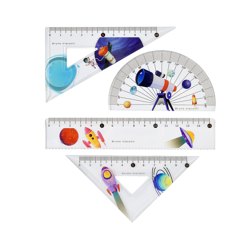 Chertojen komplekt s liniq triagalnik i transportir - Uchenicheski posobiq i kancelarski materiali