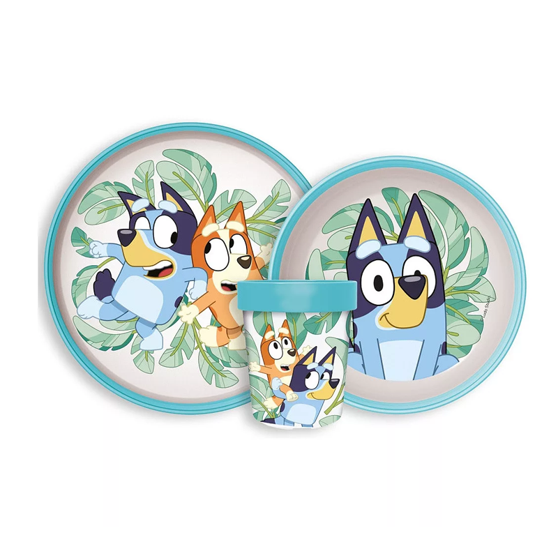 Комплект за хранене с чинийка купичка и чашка на Блуи Bluey