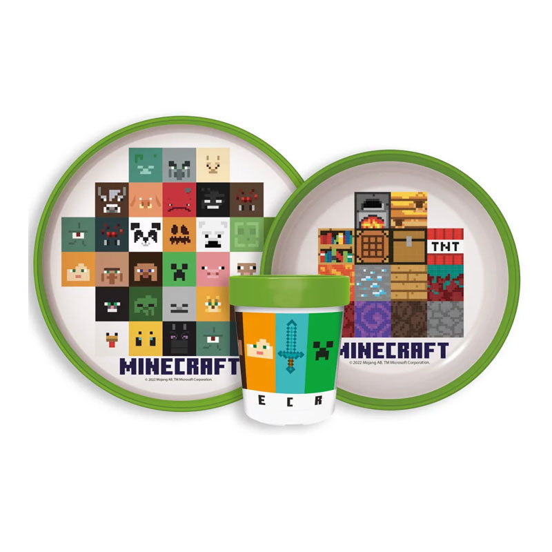 Детски комплект за хранене Майнкрафт - Аксесоари за деца чаша чиния и купичка Minecraft