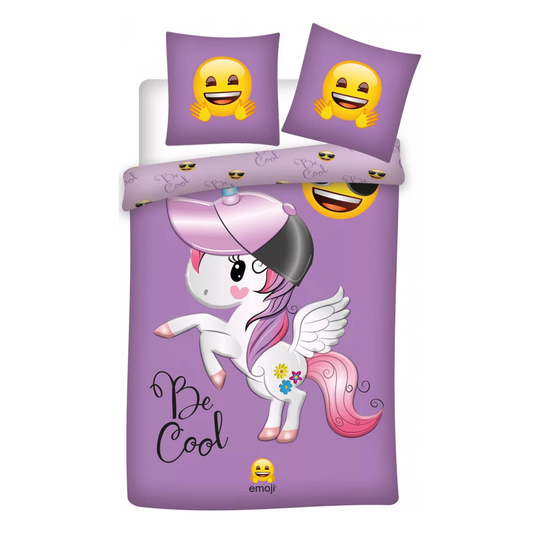Спален комплект Емоджи Еднорог - Детско спално бельо за единично легло