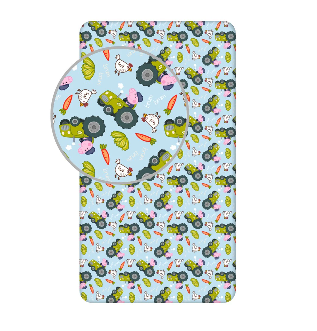 Чаршаф с ластик Джордж от Прасенцето Пепа - Детско спално бельо за единично легло Peppa Pig