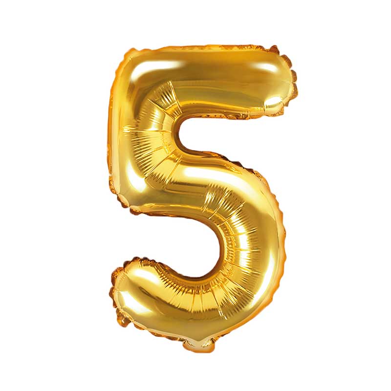 ФОЛИЕВ БАЛОН ЦИФРА "5" ЗЛАТНА 35 см