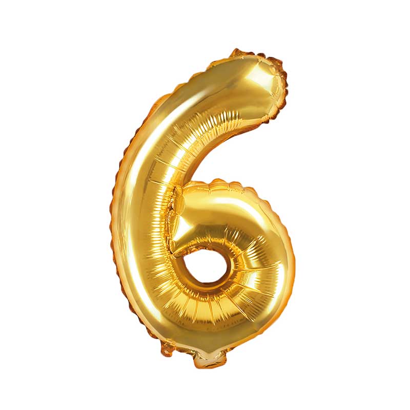 ФОЛИЕВ БАЛОН ЦИФРА "6" ЗЛАТНА 35 см