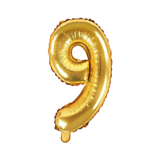 ФОЛИЕВ БАЛОН ЦИФРА "9" ЗЛАТНА 35 см