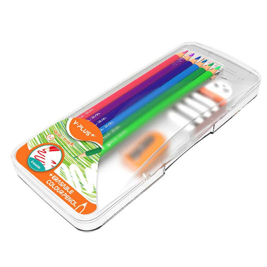 Изтриваеми цветни моливи с гума и острилка YPlus - Ученически пособия и арт материали